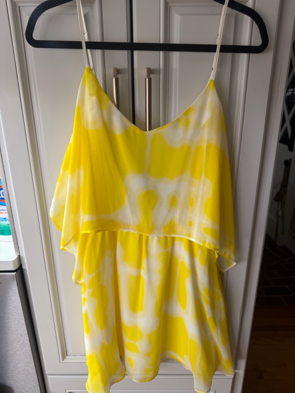 BCBGeneration Yellow and White Spaghetti Strap Sundress